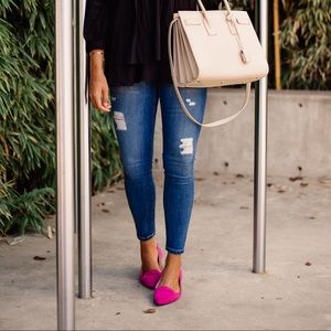 Hit Pink Velvet Flats 💗